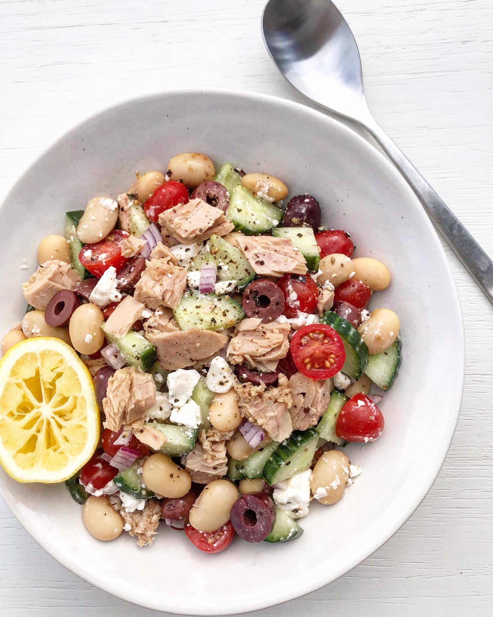 Greek-Style Tuna and White Bean Salad - Nourish & Tempt